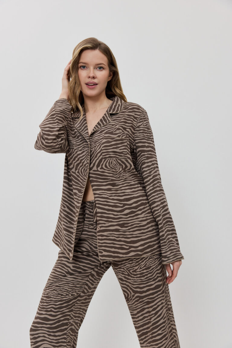 Set Pijama din vâscoză Frida ARUELLE maro